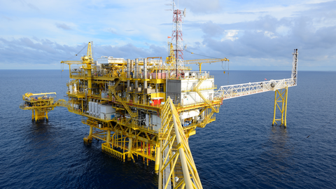 gelbe Offshore-Ölplattform gelbe Offshore-Ölplattform